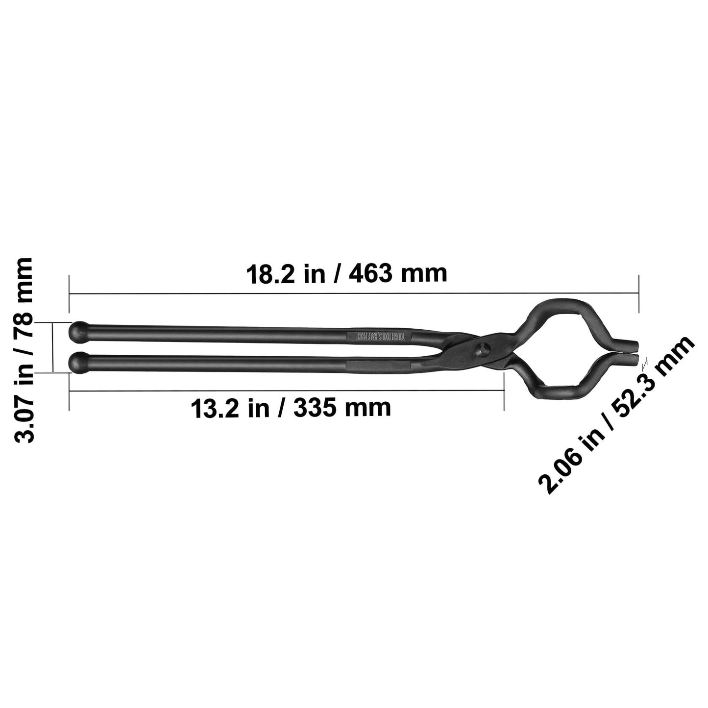 KFFKFF Blacksmith Tongs, 18” Z V-Bit Tools, Crafted from Carbon Steel with A3 Steel Rivets, Suitable for Shaping Knife Blades, Extended Objects, Round Forgings