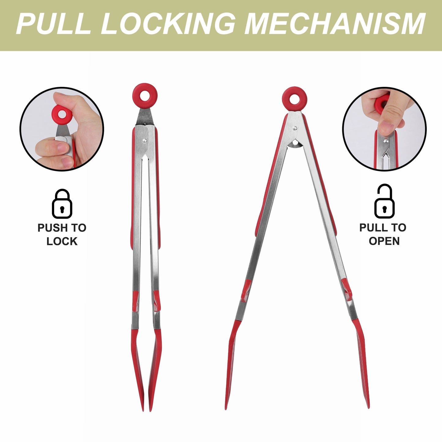 Unique Bargains Kitchen Serving Tongs Set for Cooking Stainless Steel Silicone Tongs 2Pcs