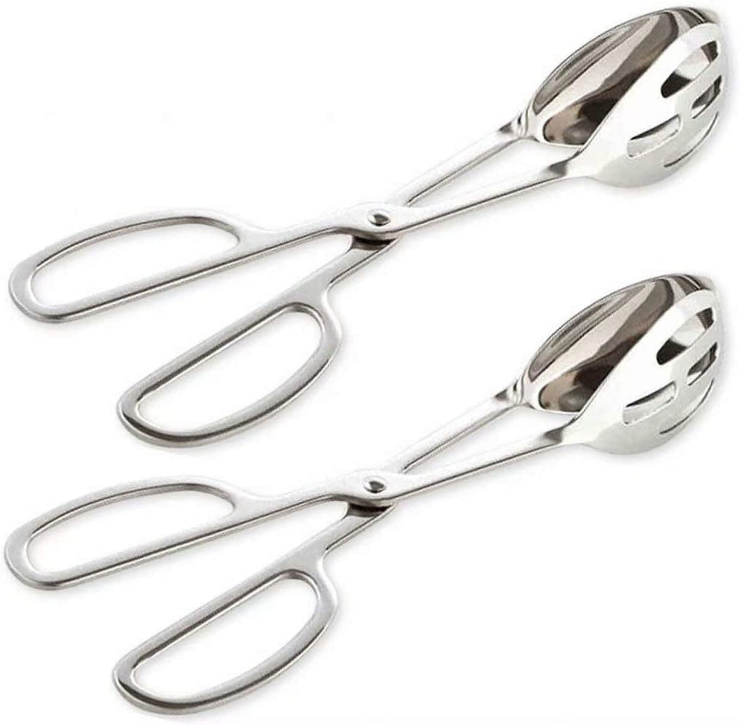 UU&T Stainless Steel Salad Tongs, 10'' Kitchen Tongs, Catering Serving Tongs, for Cake Bread Buffet Party, Dishwasher Safe, Sliver