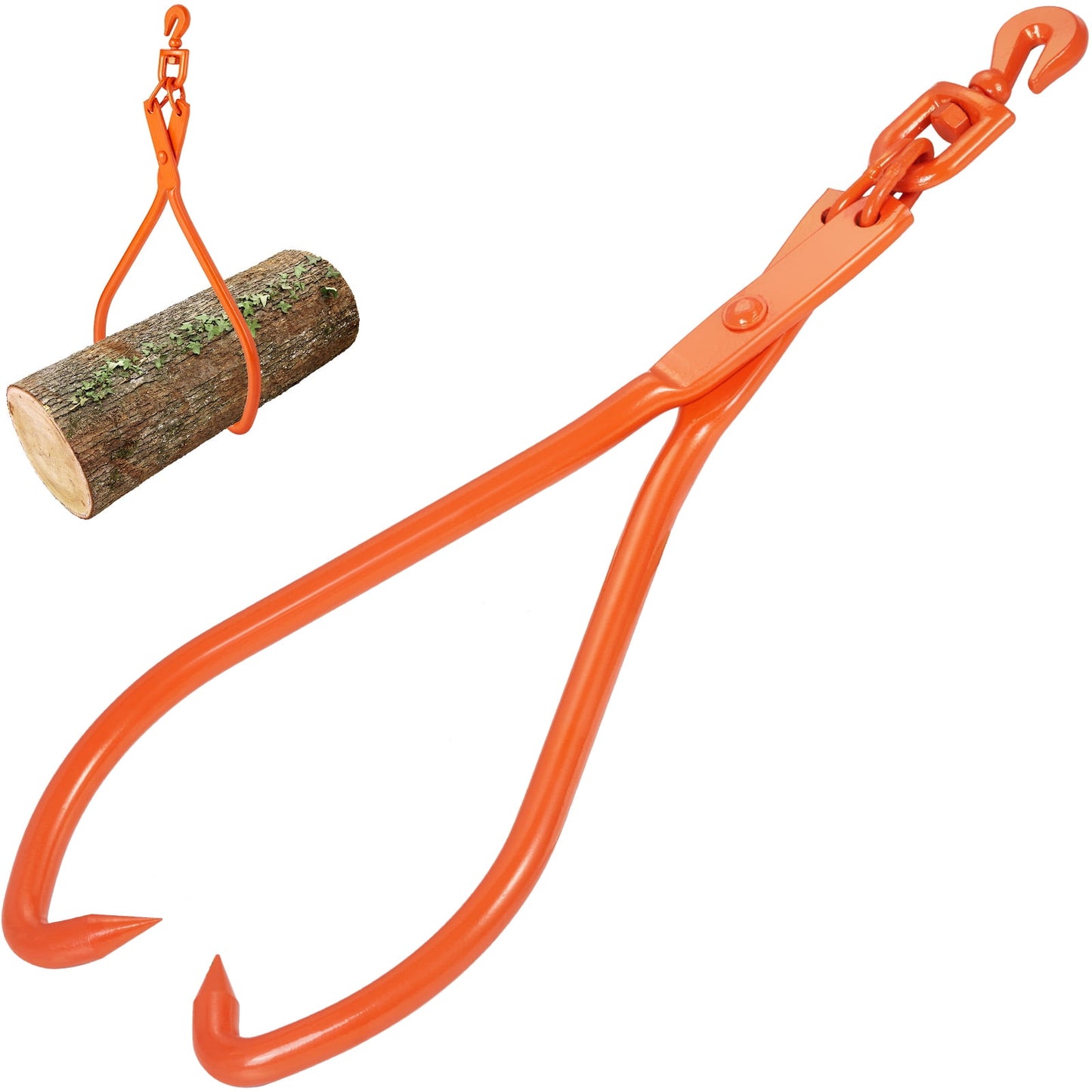 KFFKFF Lumber Handling Tongs, 32-inch 2-Pronged Log Lifting Tool, Robust Rotating Steel Wood Skidding Tongs, 1543 lbs/700 kg Load Limit, Ideal for Log Lifting, Management, Dragging & Transport