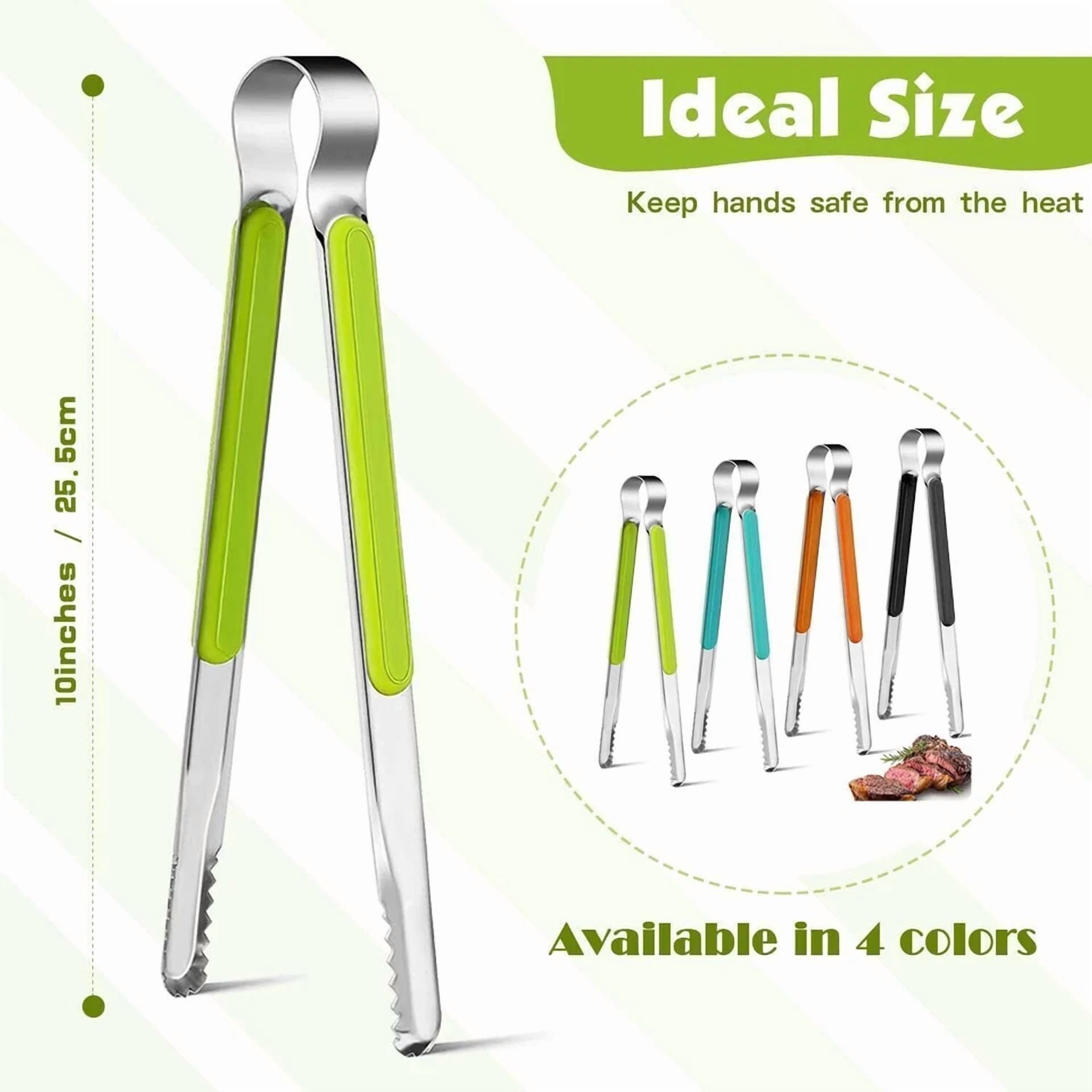 Opal-4Pcs Stainless Steel Kitchen Tongs Serving Tongs For Cooking 10"Metal Food Tongs