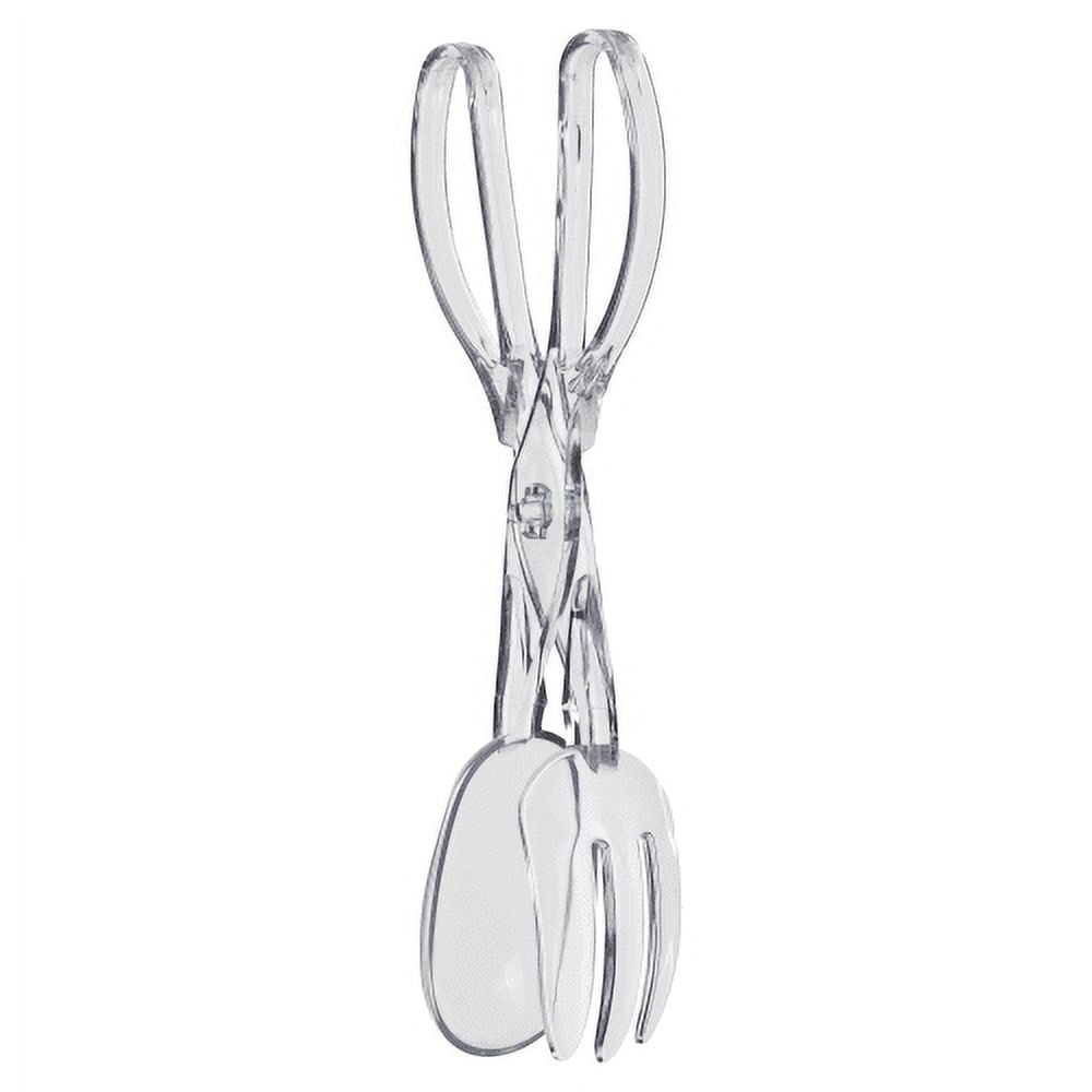 Crown Display Clear Plastic Deluxe Salad Tongs - 6 Count
