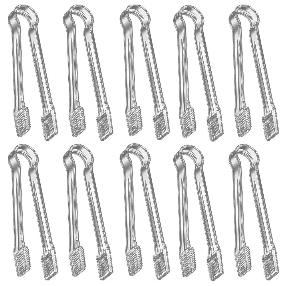 10 Pcs Plastic Buffet Serving Tongs, Clear Kitchen Tongs Mini Serving Utensil Tongs for Food Ice Salad Buffet Barbecue Cookies, 6.3 Inches