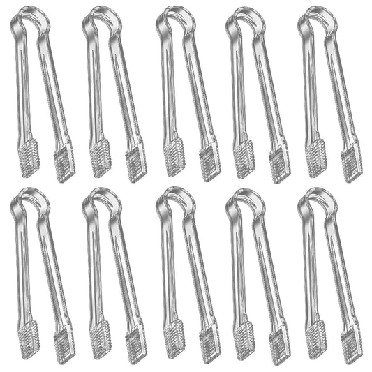 10 Pcs Plastic Buffet Serving Tongs, Clear Kitchen Tongs Mini Serving Utensil Tongs for Food Ice Salad Buffet Barbecue Cookies, 6.3 Inches