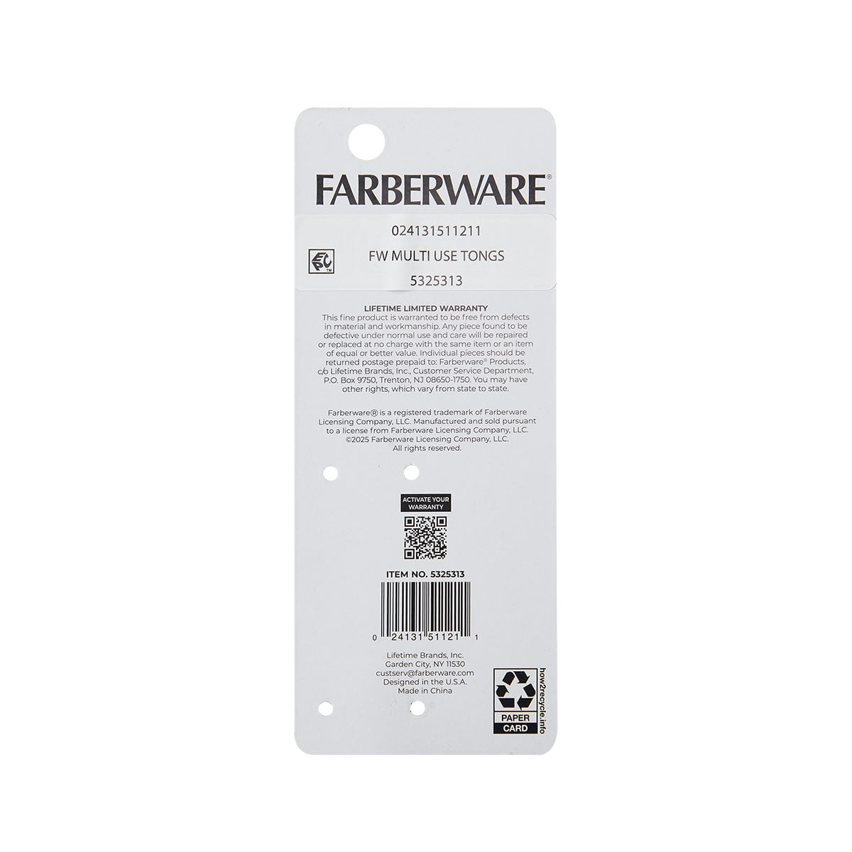Farberware Professional Stainless Steel 7-Inch Flex Grip Multi-Use Serving Food Tongs