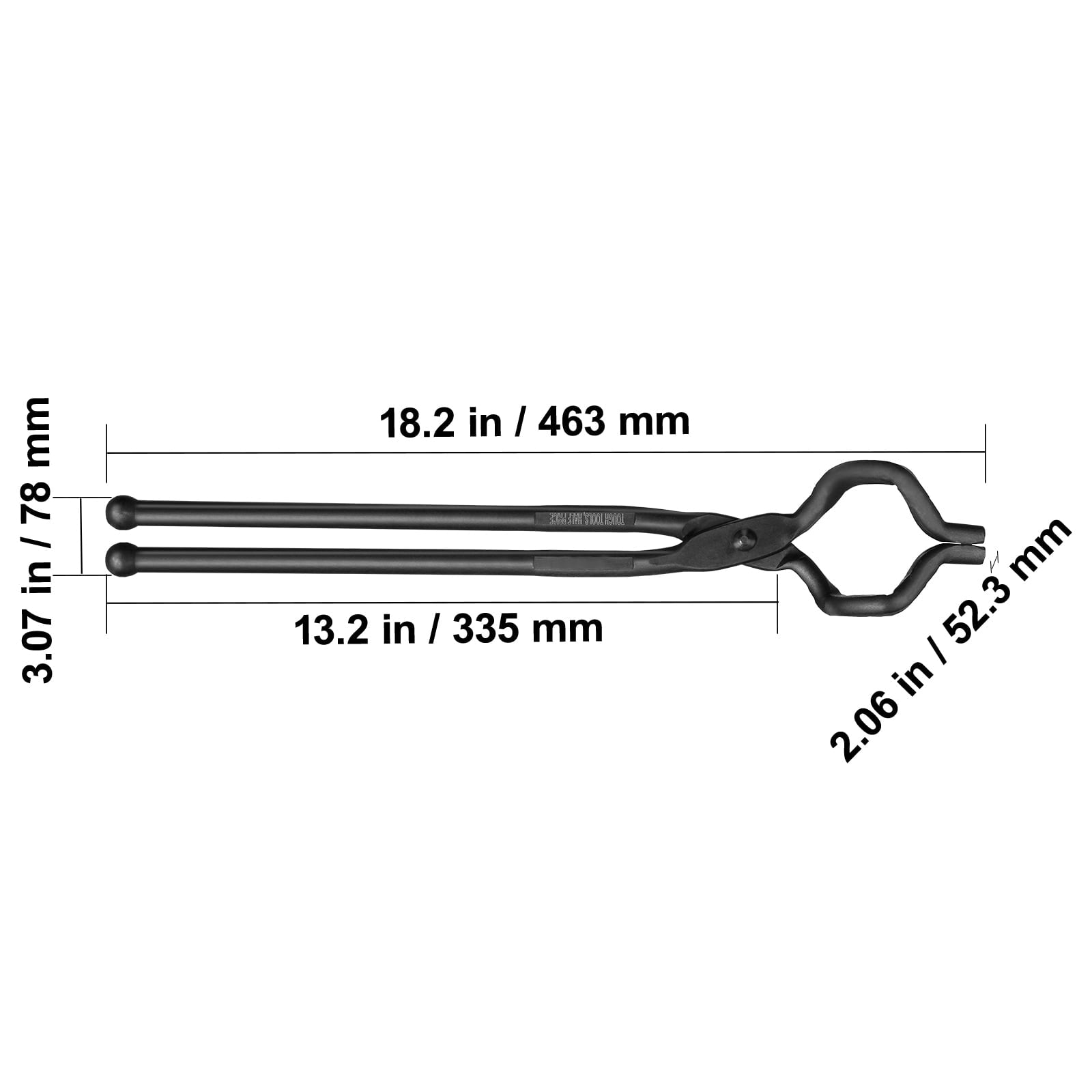 KFFKFF Blacksmith Tongs, 18” Z V-Bit Tools, Crafted from Carbon Steel with A3 Steel Rivets, Suitable for Shaping Knife Blades, Extended Objects, Round Forgings
