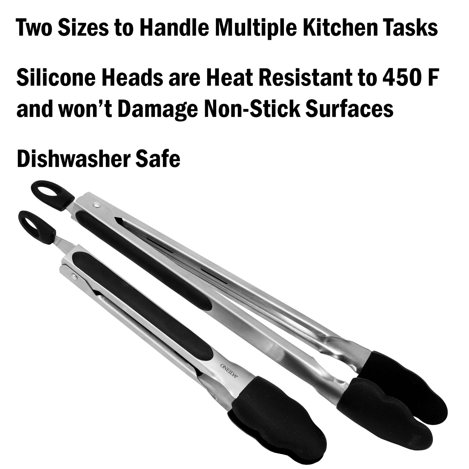 Oneida® Set of 2 Stainless Steel Locking Tongs