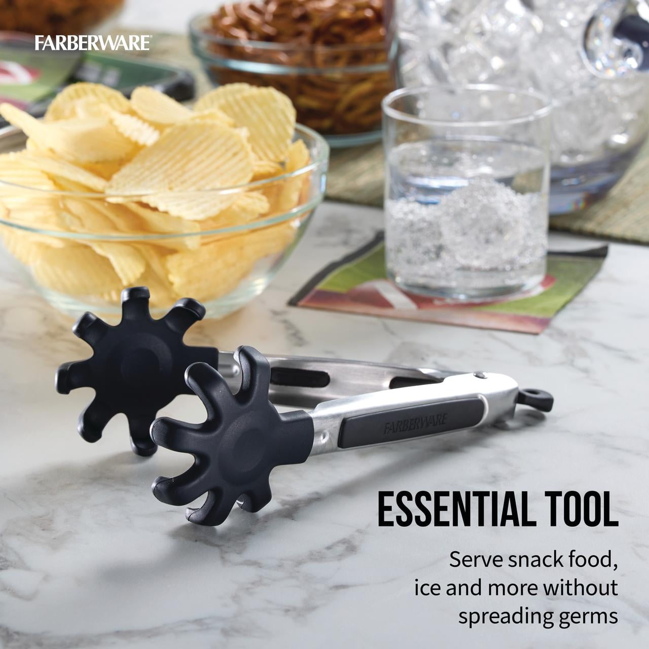 Farberware Professional Stainless Steel 7-Inch Flex Grip Multi-Use Serving Food Tongs