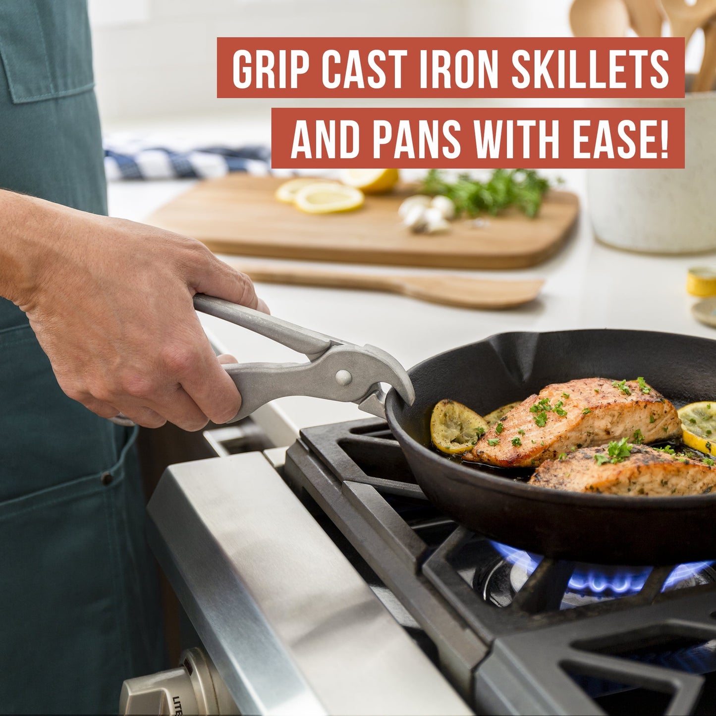 Chef Pomodoro Premium Pizza Pan Gripper Clip Tongs, 8-Inch Cast Aluminum