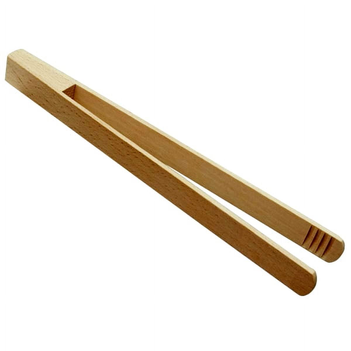 Fox Run 8" Durable Wooden Toaster Toast Bagel English Muffin Tongs Secure Grip