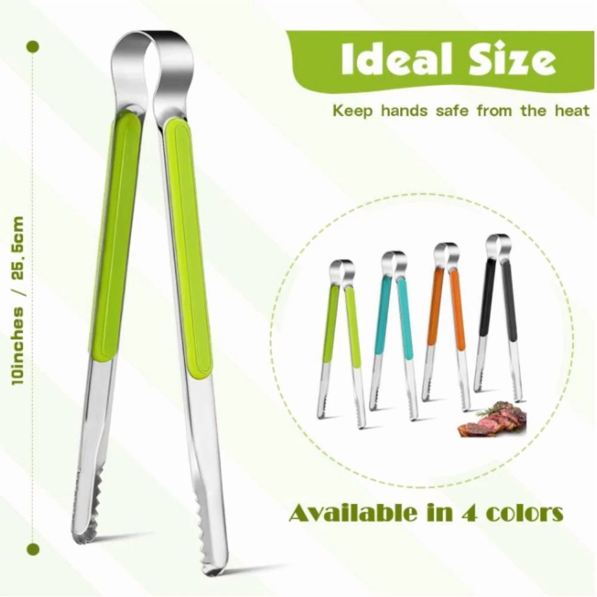4Pcs Stainless Steel Kitchen Tongs, Serving Tongs For Cooking, 10" Food Tongs