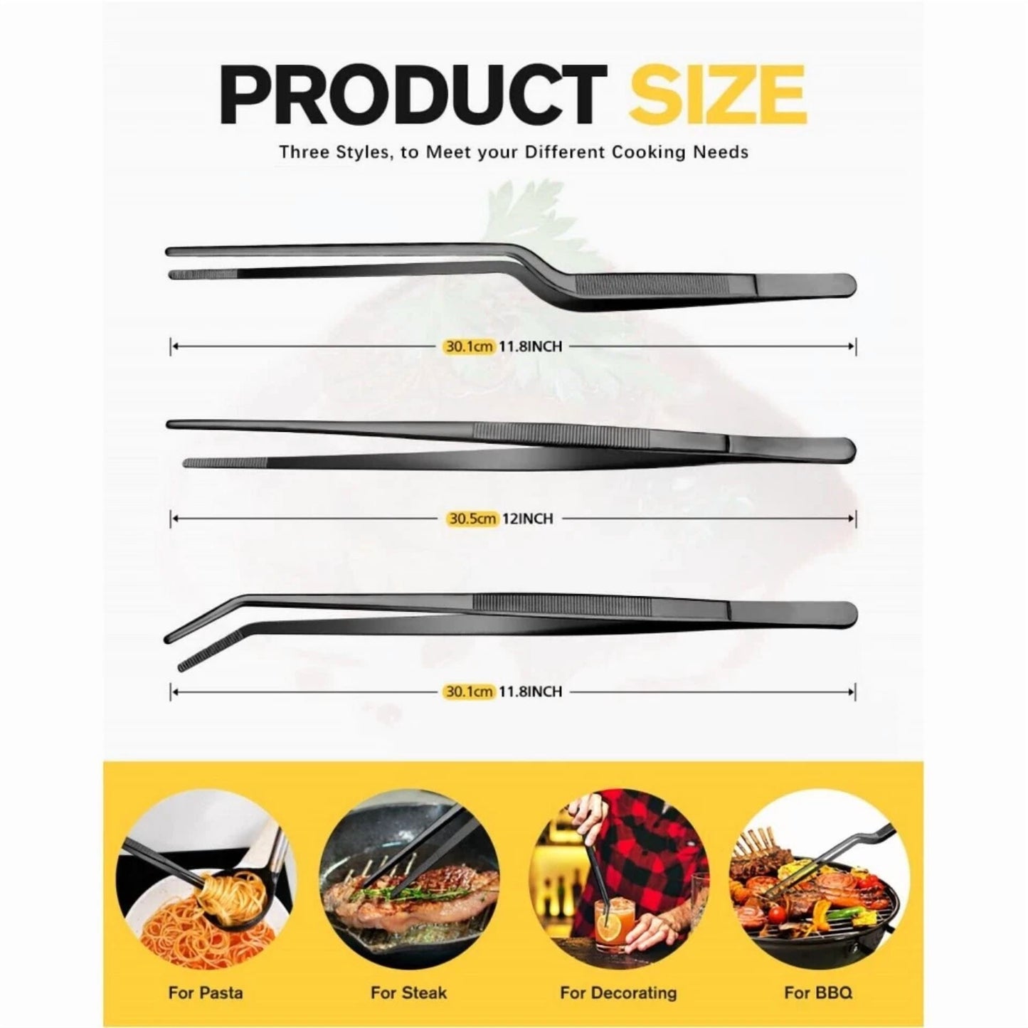 3Pcs Fine Cooking Tweezers Set,Professional Stainless Steel Food Tongs,Kitchen