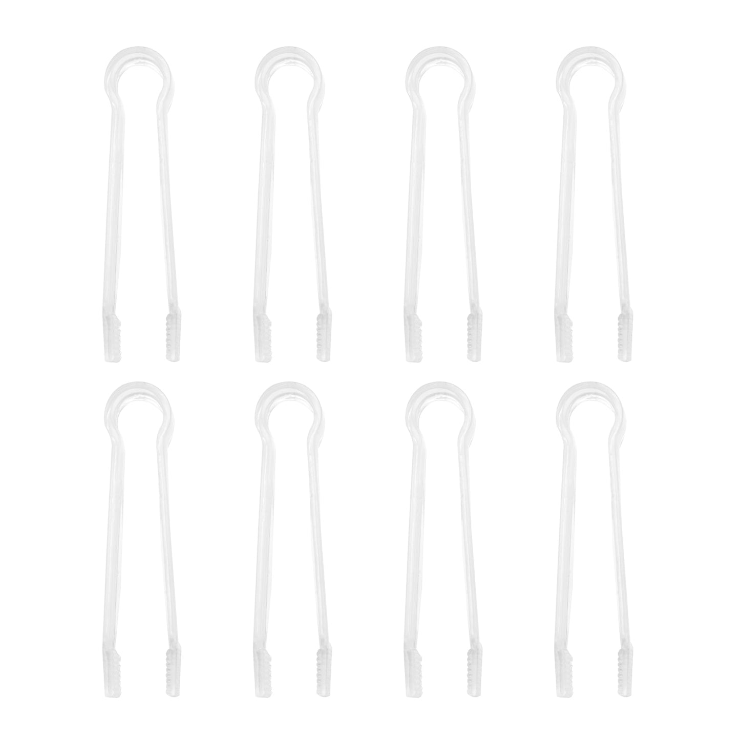 8 Pcs Plastic Buffet Serving Tongs Mini Utensil Appetizers Clear Kitchen 6.3 inch Small Ice