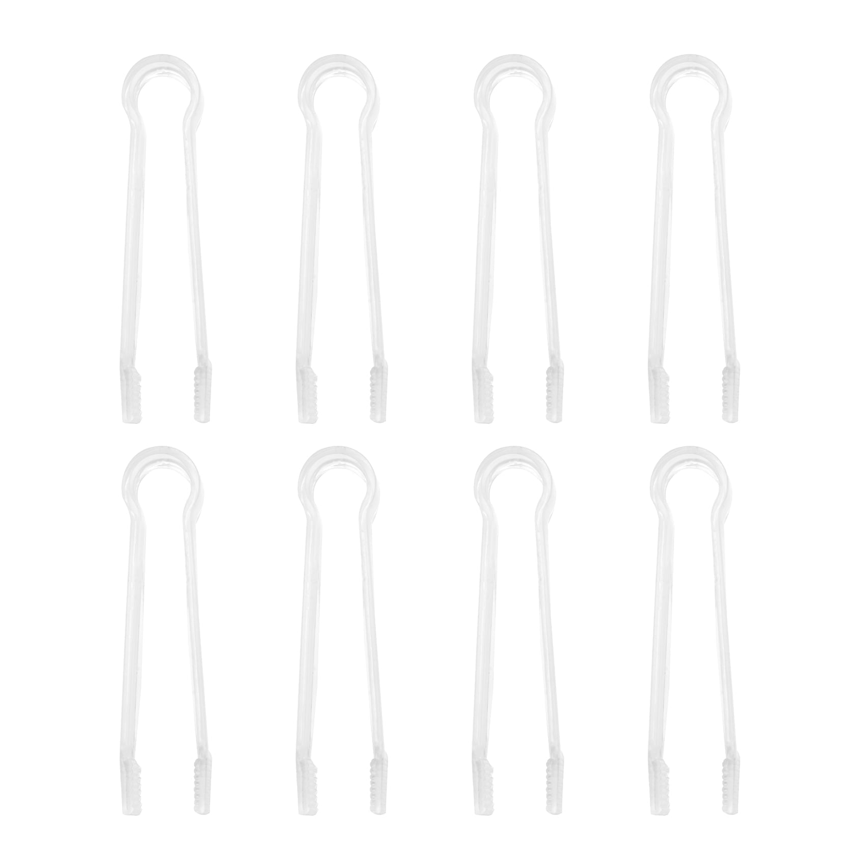 8 Pcs Plastic Buffet Serving Tongs Mini Utensil Appetizers Clear Kitchen 6.3 inch Small Ice