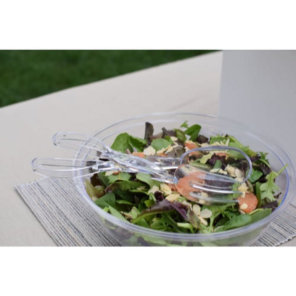 Crown Display Clear Plastic Deluxe Salad Tongs - 6 Count
