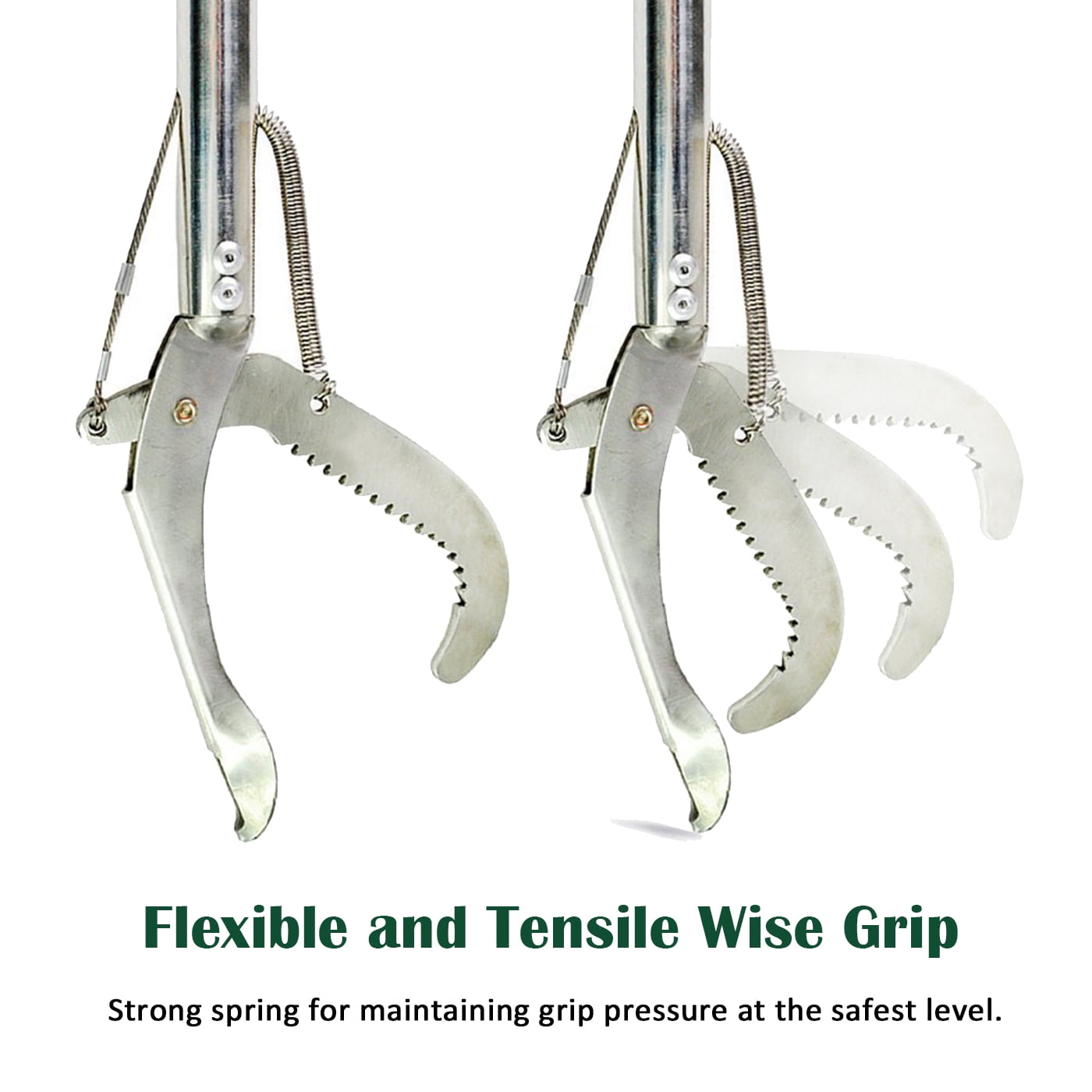 IC ICLOVER 47 inch Professional Standard Snake Tongs Reptile Grabber Rattle Snake Catcher Wide Jaw Handling Tool with Collapsible Stainless Steel Hook