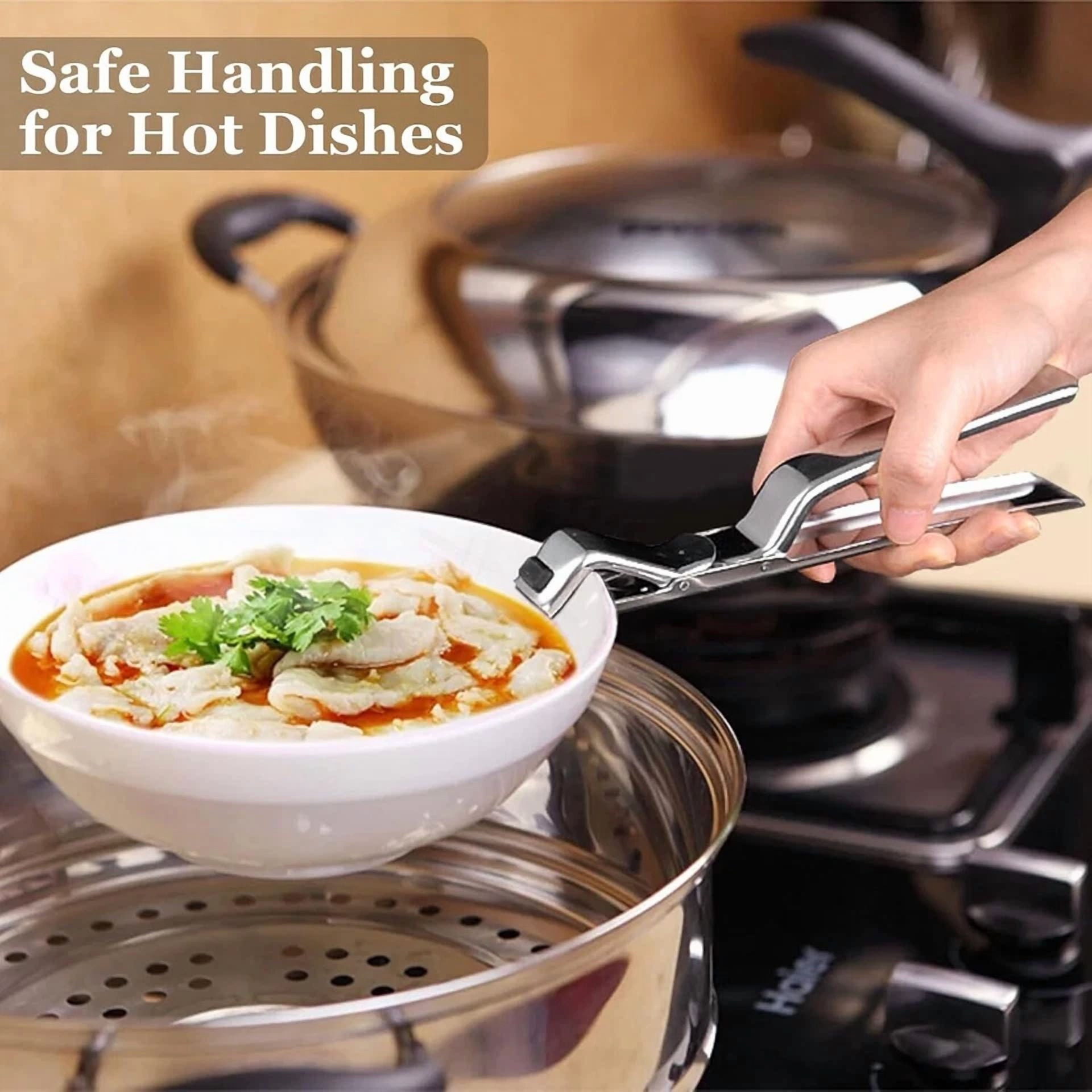 Stainless Steel Anti-Scald Bowl Clip Plate Holder Pot Lifter Heat Resistant Grip
