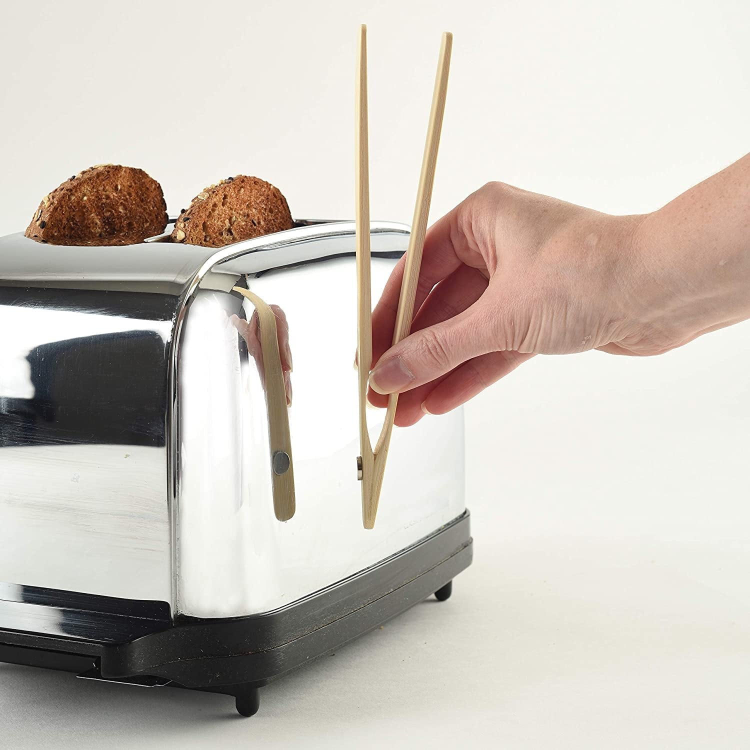 Norpro Bamboo Toaster Tongs with Magnet