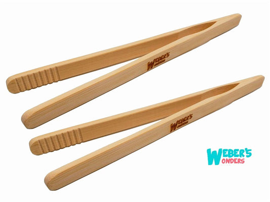 6 Pack Bamboo Toaster Tongs For Cooking - Kitchen Accessory - Bread Toast Bacon