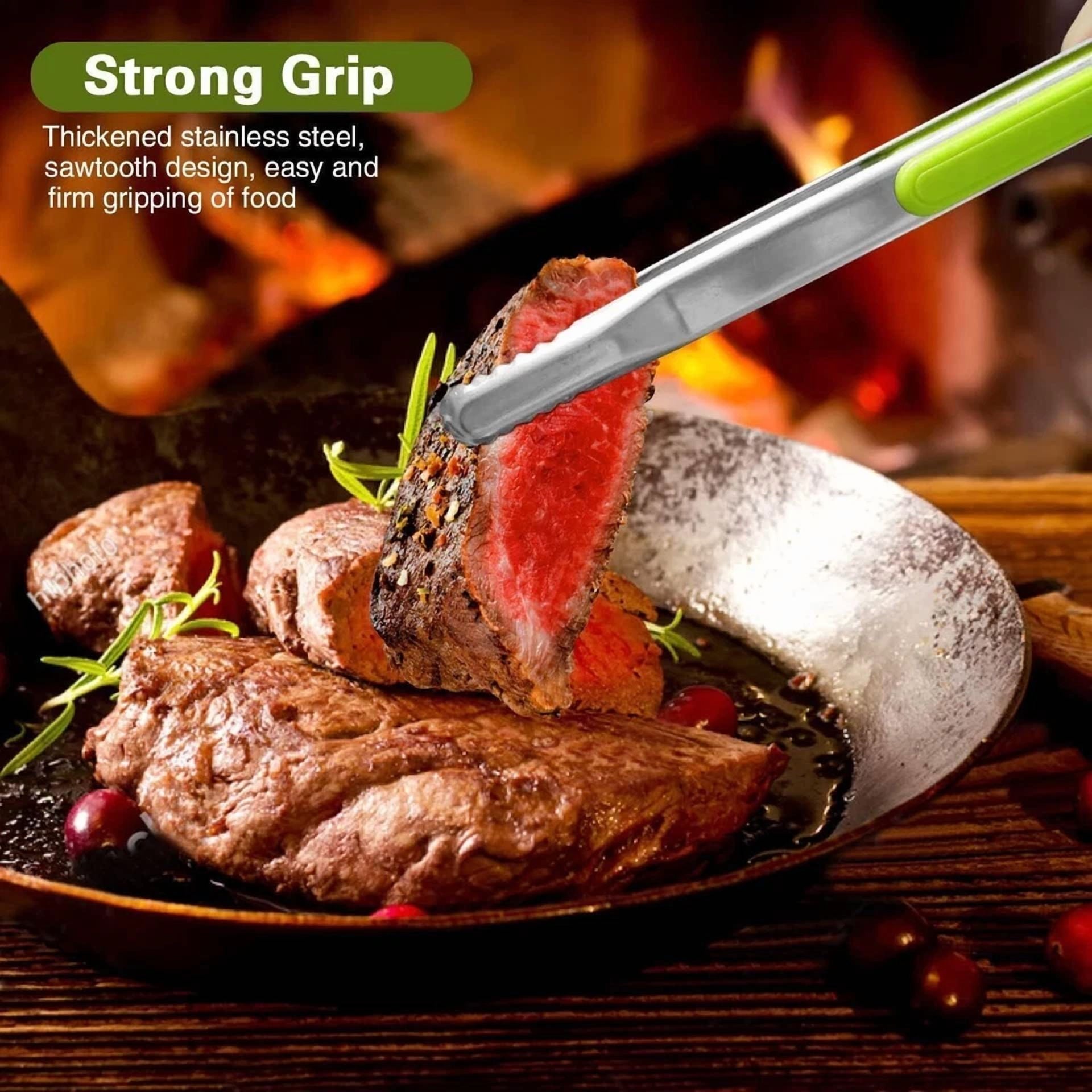 Opal-4Pcs Stainless Steel Kitchen Tongs Serving Tongs For Cooking 10"Metal Food Tongs
