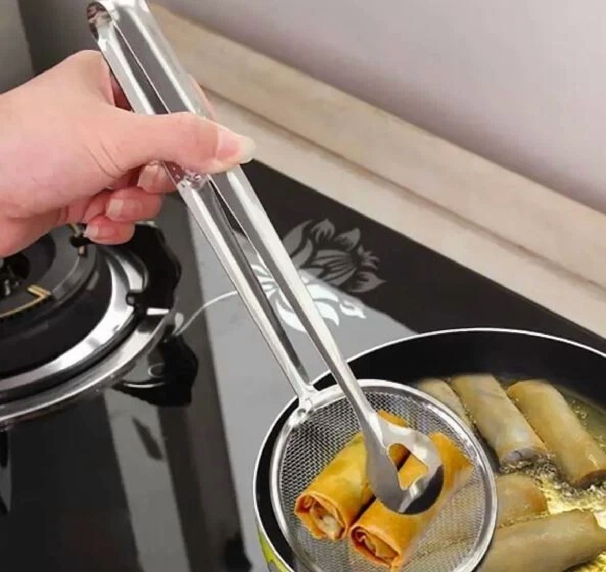 Kitchen Frying Tongs Clamp Meat Turner Fish Flipper Egg Roll Dumpling Chicken