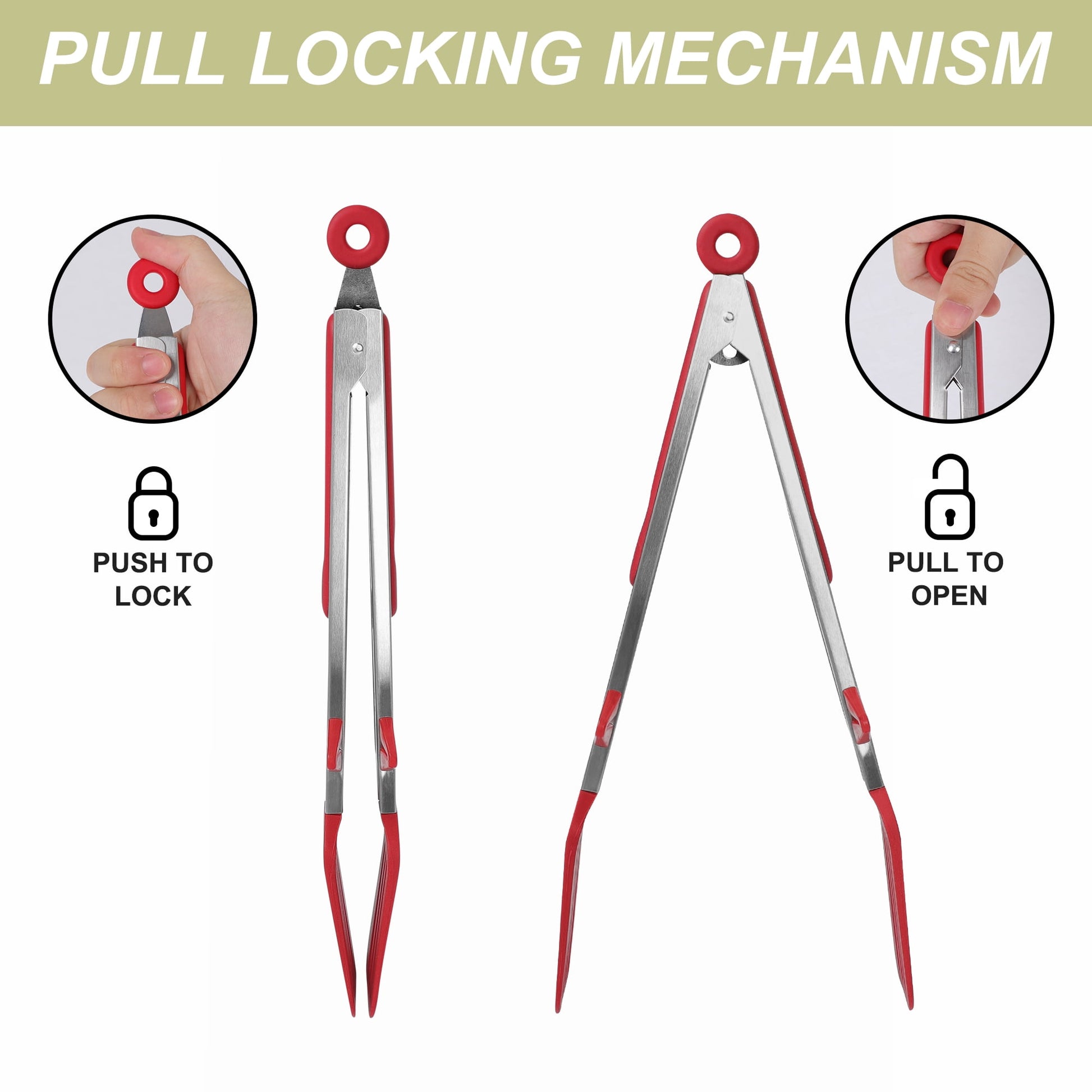 Unique Bargains Kitchen Serving Tongs Set for Cooking Stainless Steel Silicone Tongs 2Pcs