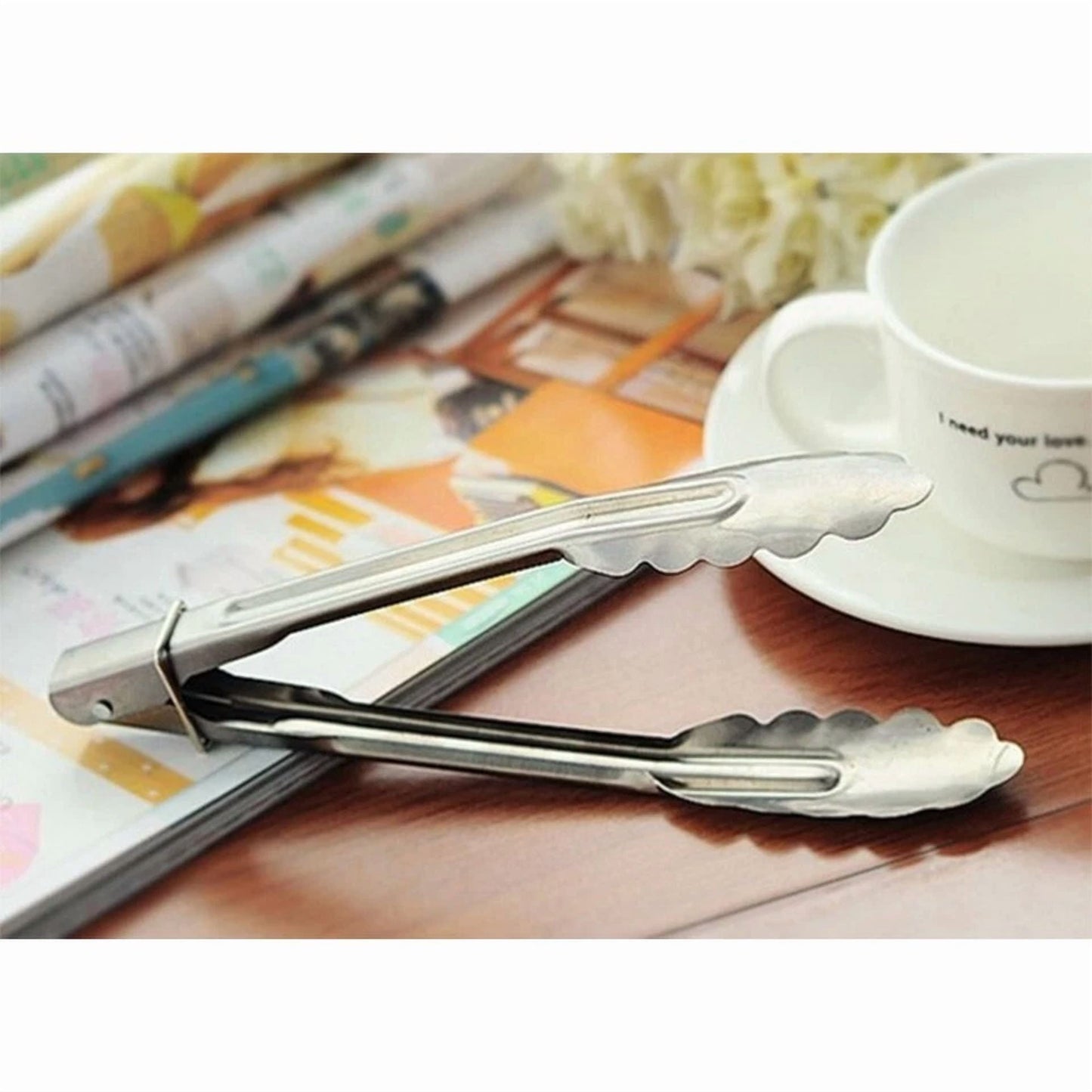 Kitchen Tongs Food Tongs Clamp Serving Easy Locking Vegetable Bread (4 Pcs)