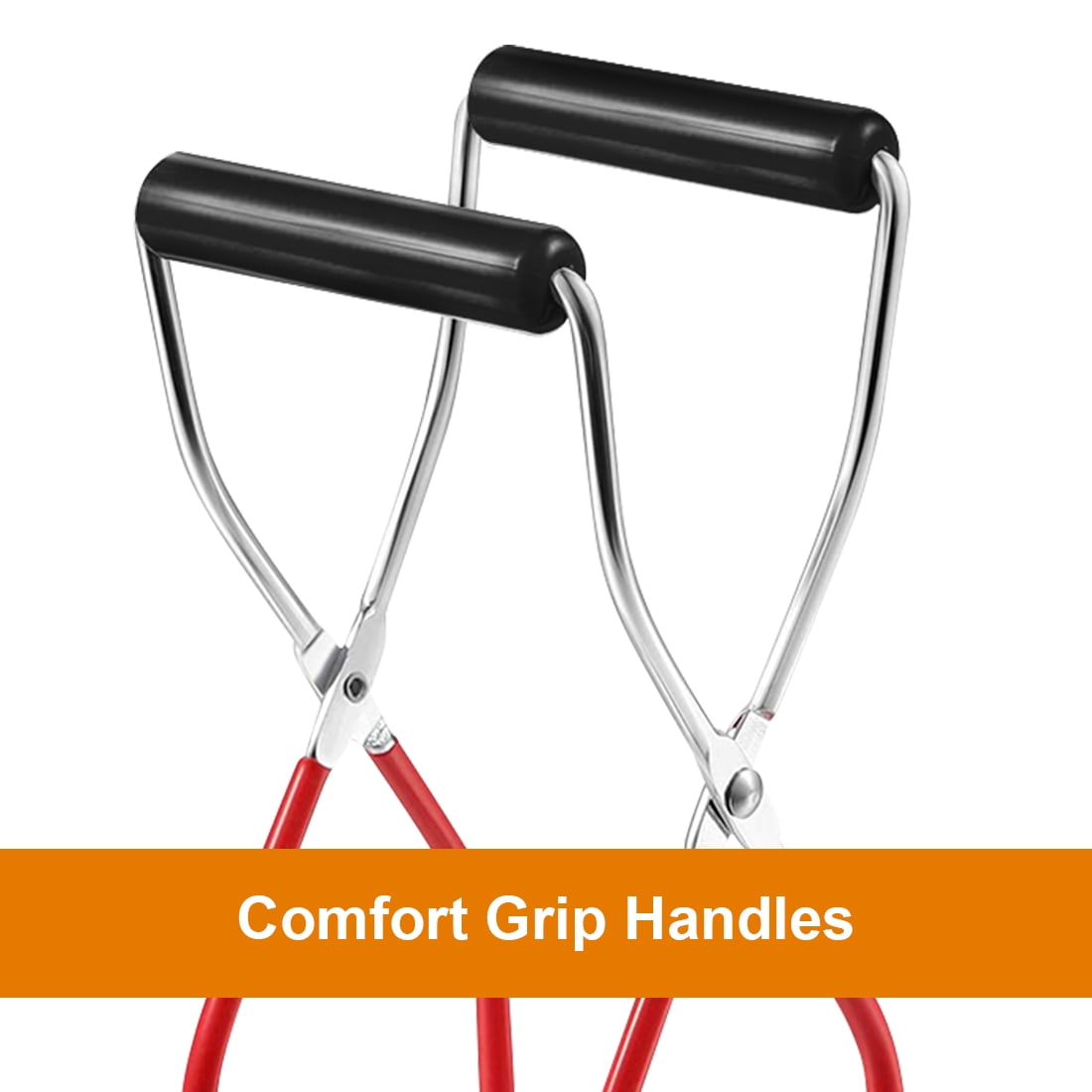 Beeyoka Canning Jar Lifter Tongs with Grip Handle, Stainless Steel Jar Lifter for Kitchen Restaurant-Red