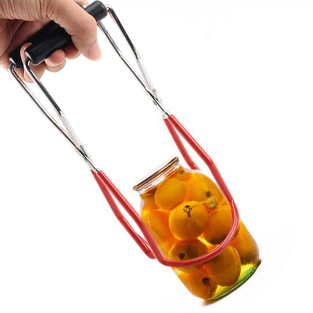 Stainless Steel Canning Jar Lifter Tongs, Can Gripper Clamp, with Rubber Grips, Long Handle Canned Clip, for Kitchen -Slip