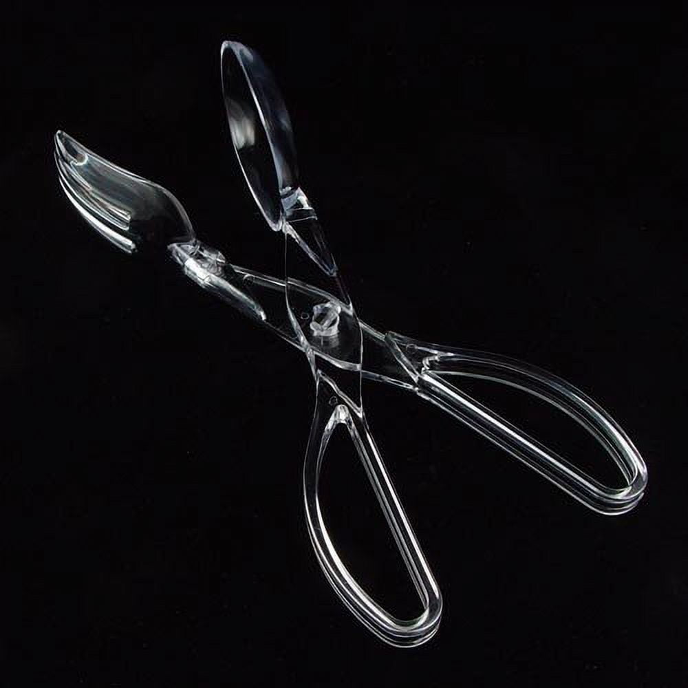Crown Display Clear Plastic Deluxe Salad Tongs - 6 Count