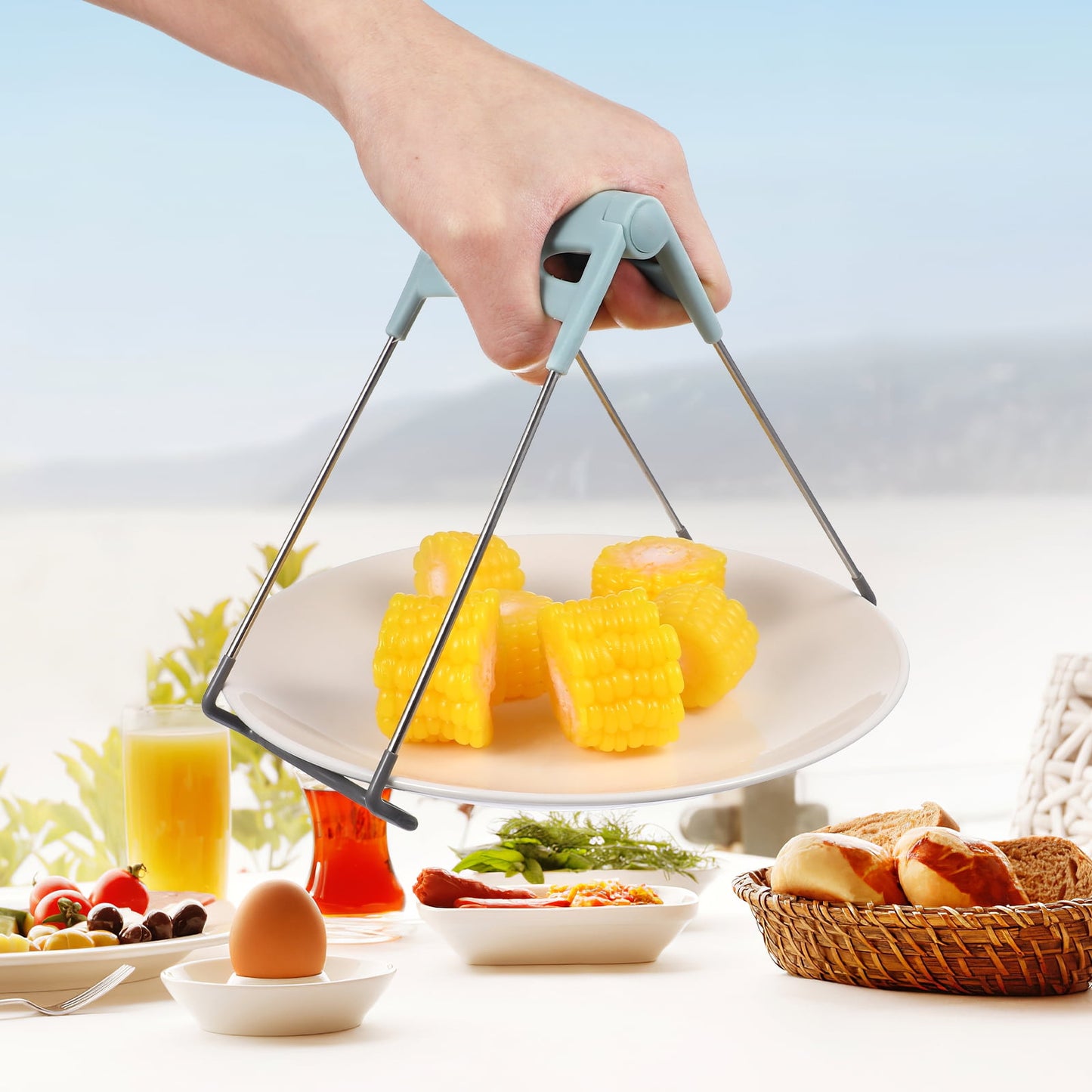 Dishes Non-Slip Clip Hot Plate Retriever Tongs Kitchen Utensils Camping Cookware Stainless Steel Silicone Tongue Rack Man