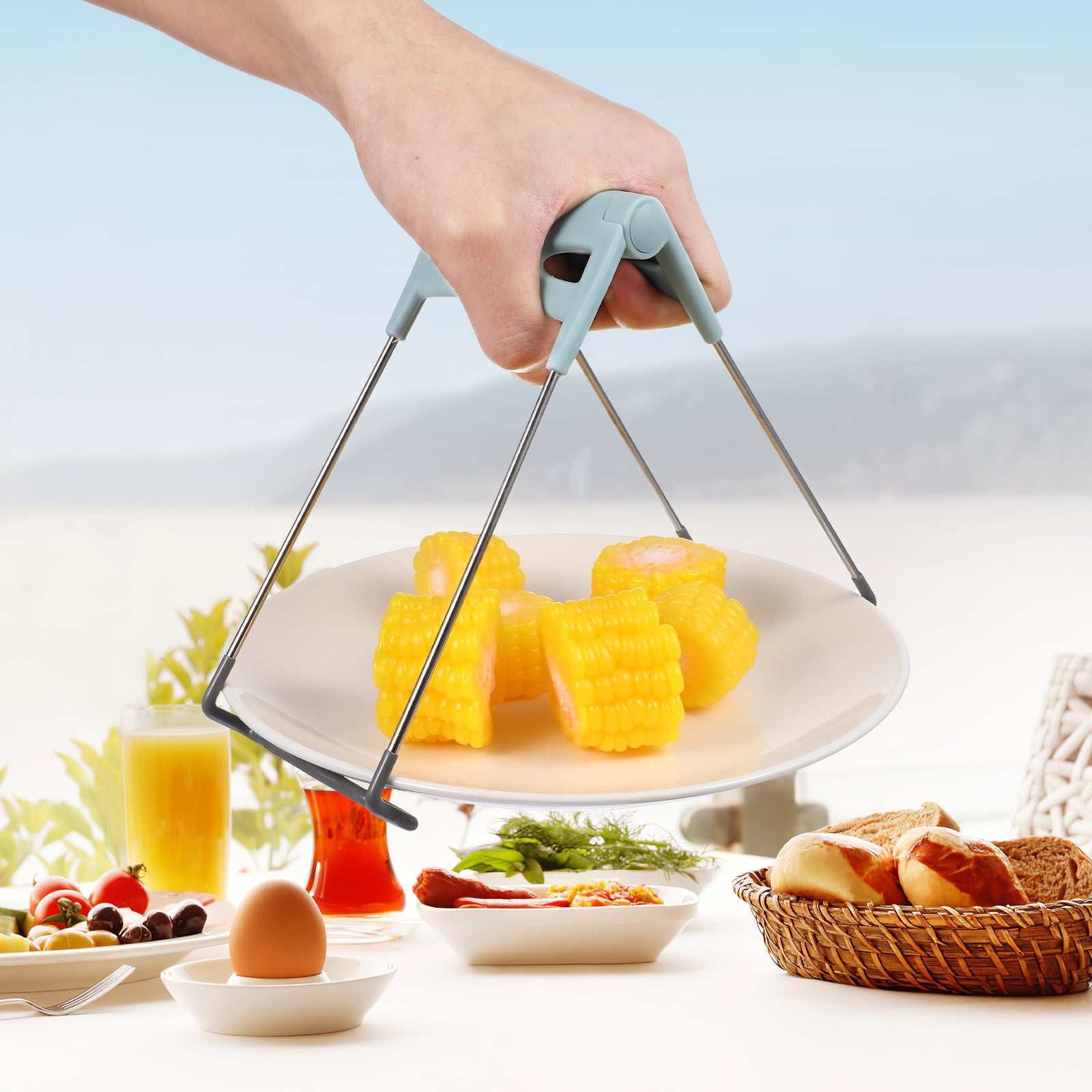 Dishes Non-Slip Clip Hot Plate Retriever Tongs Kitchen Utensils Camping Cookware Stainless Steel Silicone Tongue Rack Man