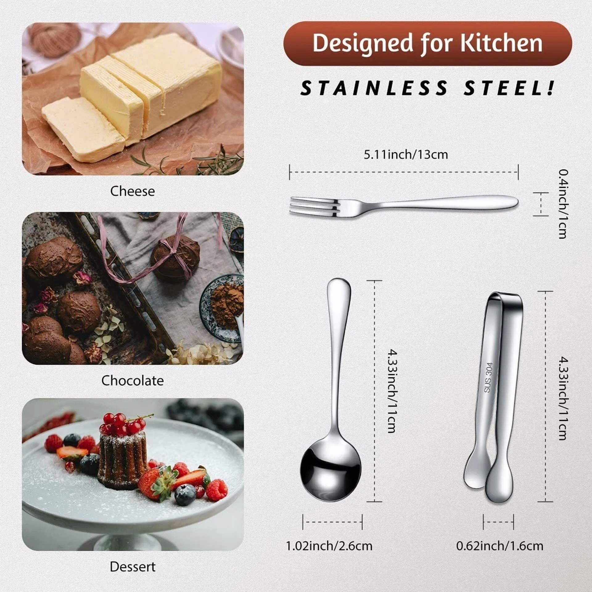 Charcuterie Accessories Mini Cocktail Tongs Small Serving Spoons Appetizer Forks