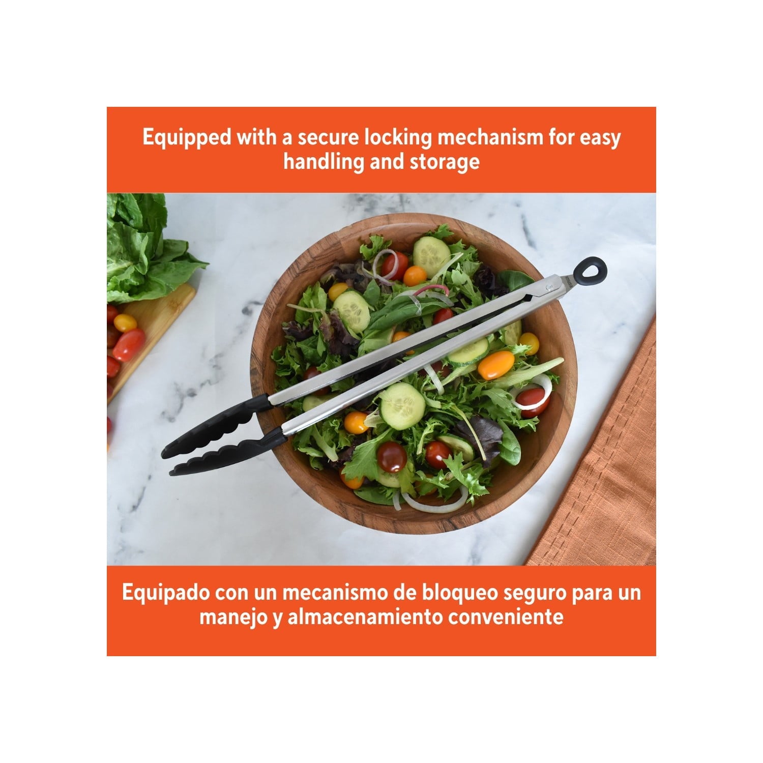 IMUSA  16in Stainless Steel Food Tong with Nylon Tips