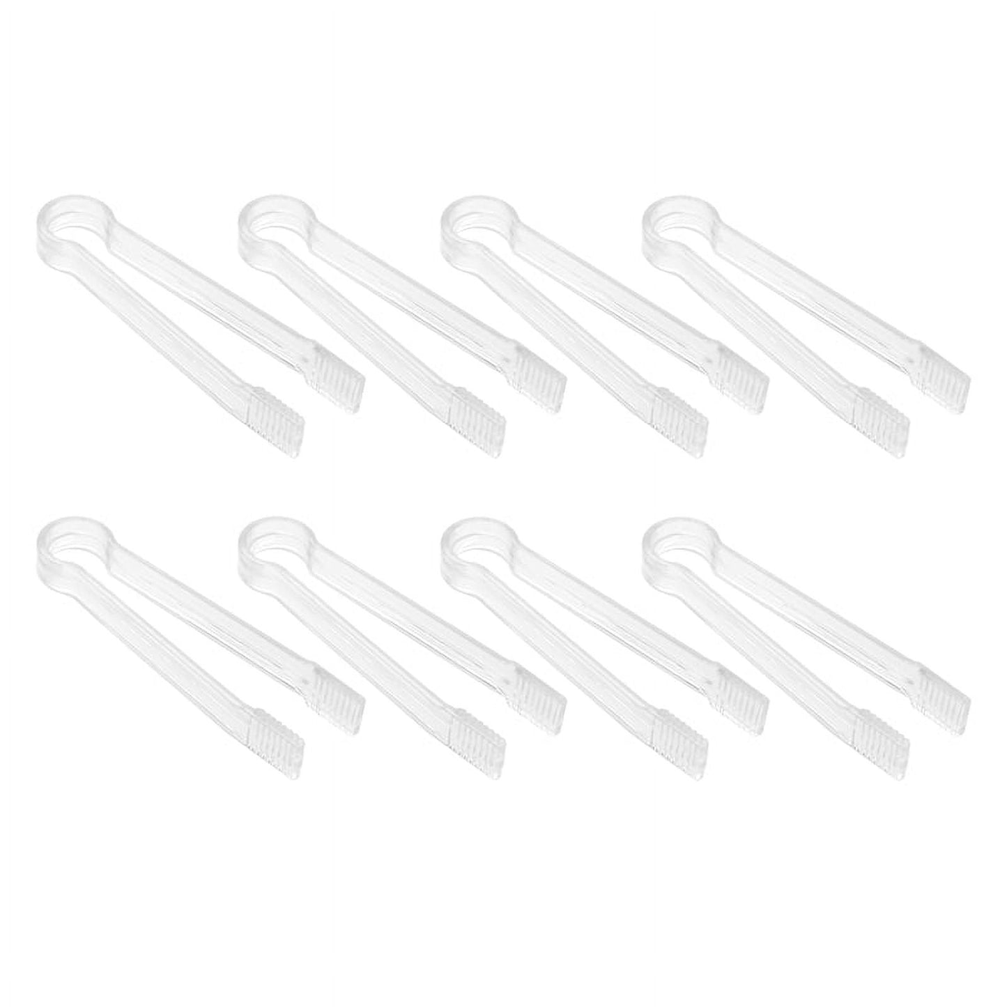 8 Pcs Plastic Buffet Serving Tongs Mini Utensil Appetizers Clear Kitchen 6.3 inch Small Ice