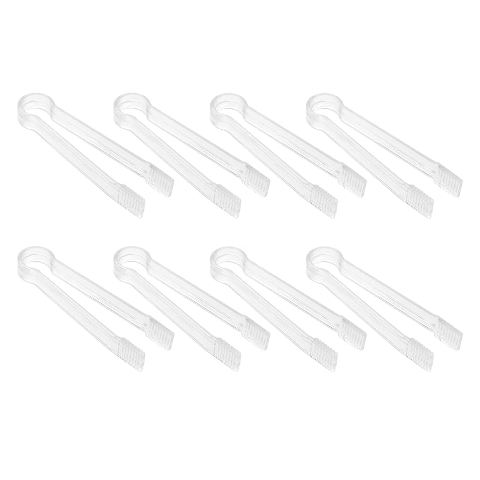 8 Pcs Plastic Buffet Serving Tongs Mini Utensil Appetizers Clear Kitchen 6.3 inch Small Ice