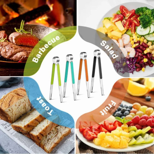 4Pcs Stainless Steel Kitchen Tongs, Serving Tongs For Cooking, 10" Food Tongs