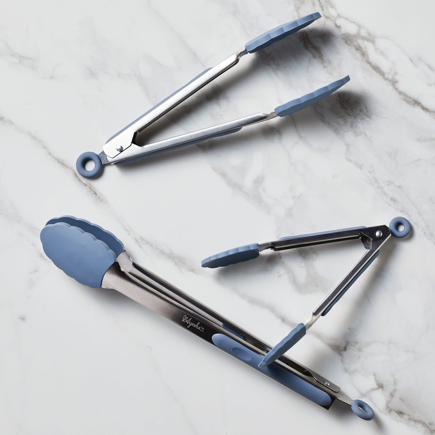 Ayesha Curry Kitchenware Tools and Gadgets Locking Tongs Kitchen Utensil Set, 3 Piece, Anchor Blue
