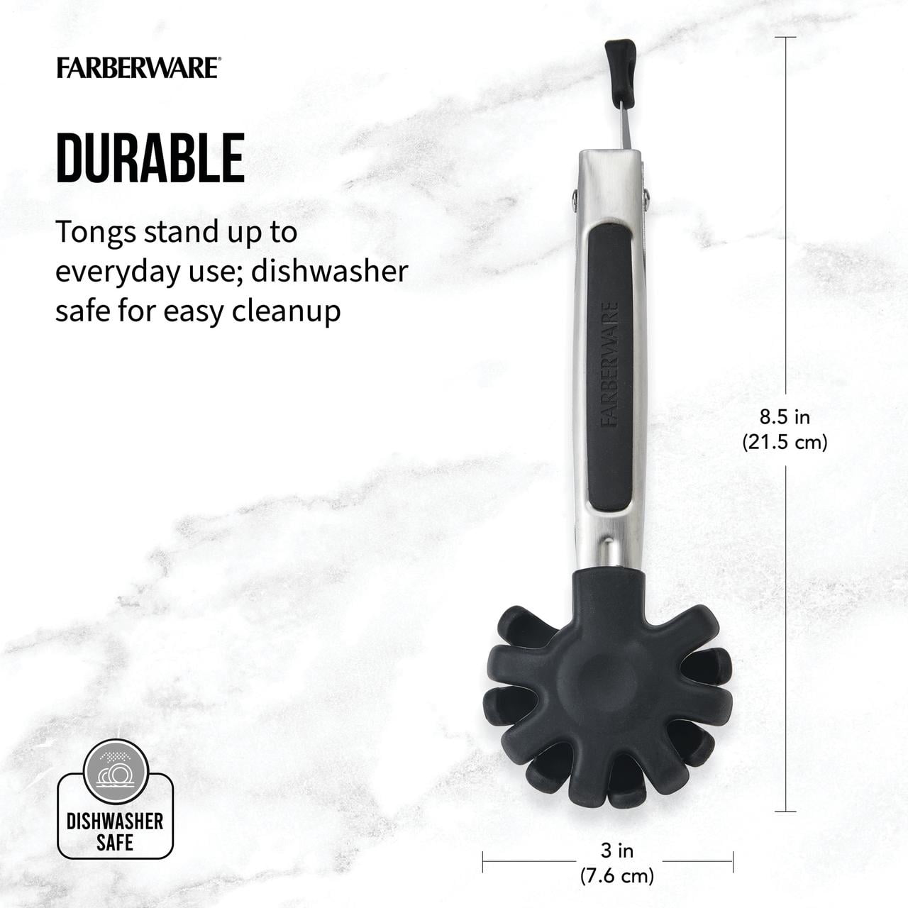 Farberware Professional Stainless Steel 7-Inch Flex Grip Multi-Use Serving Food Tongs