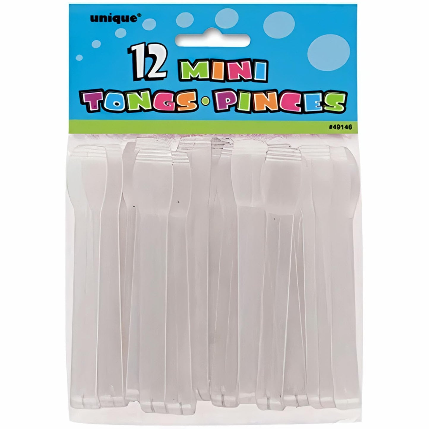 Unique Mini Plastic Tongs, Standard, Transparent