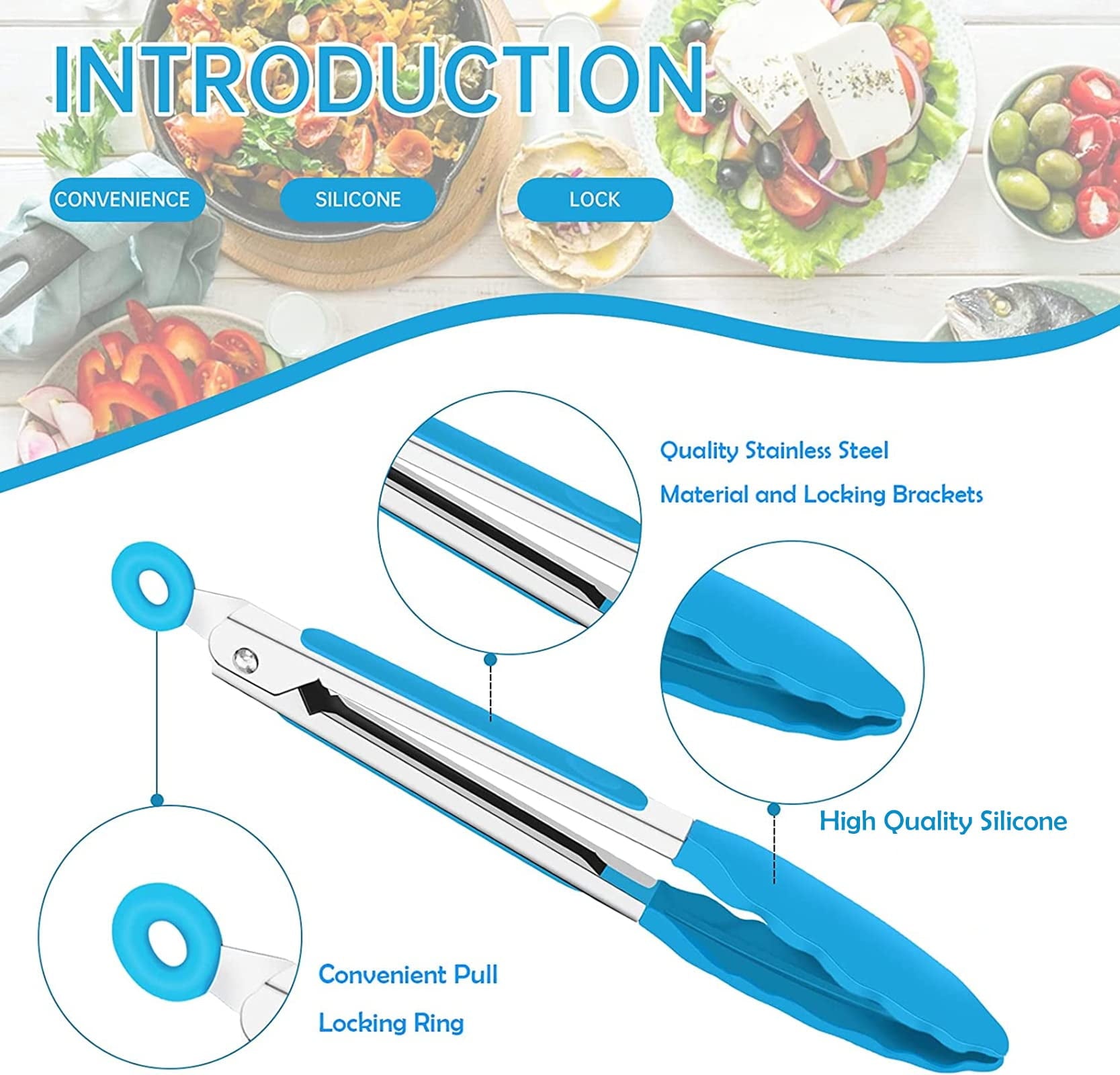 Visen Heat Resistant Non-Stick Silicone Mini Kitchen Tongs (5 Count)