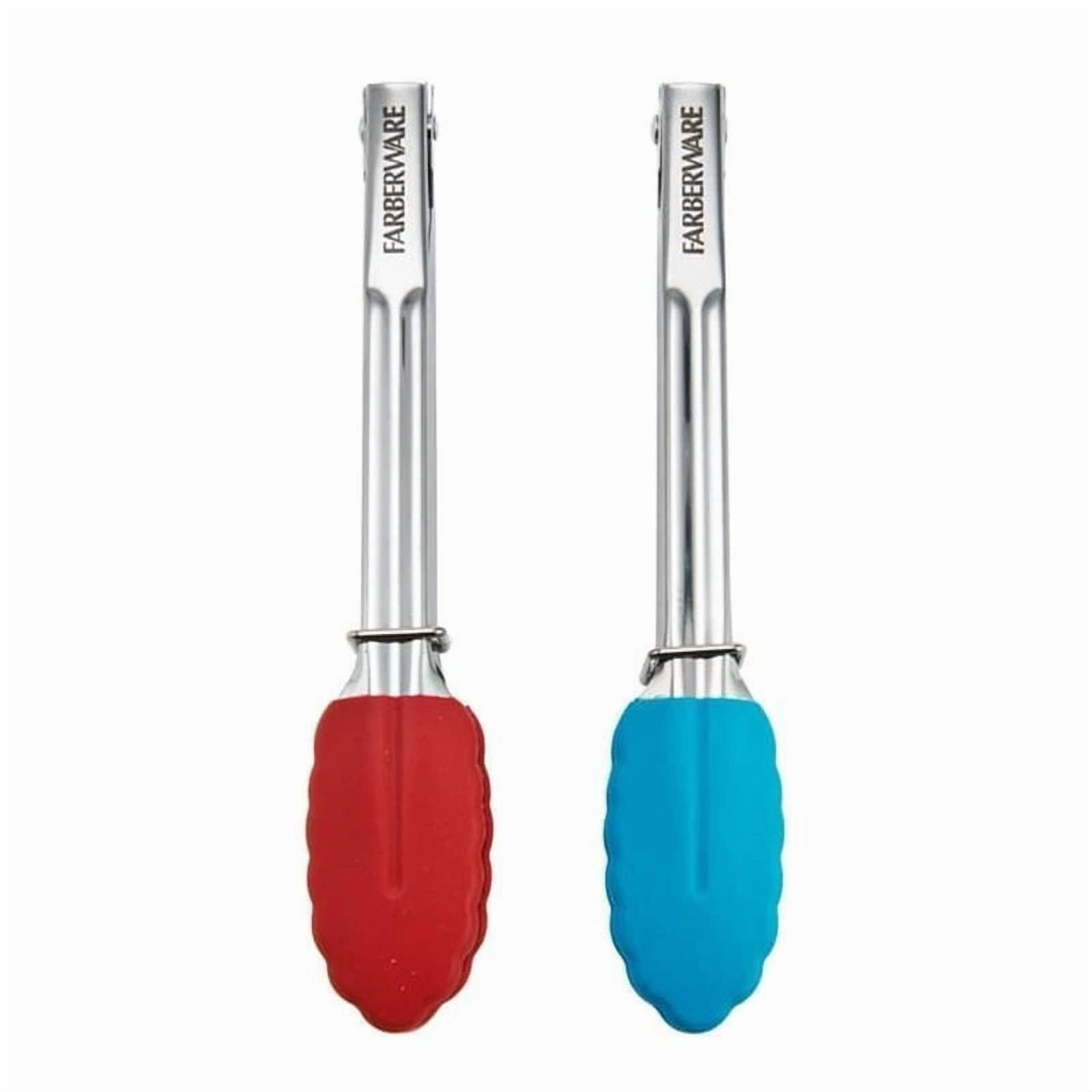 Stainless Steel Mini Locking Tongs Silicone Tips 2 Count Kitchen Utensils New