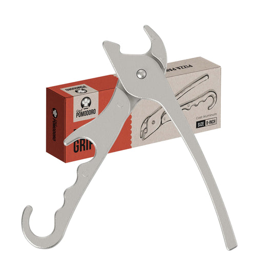 Chef Pomodoro Premium Pizza Pan Gripper Clip Tongs, 8-Inch Cast Aluminum