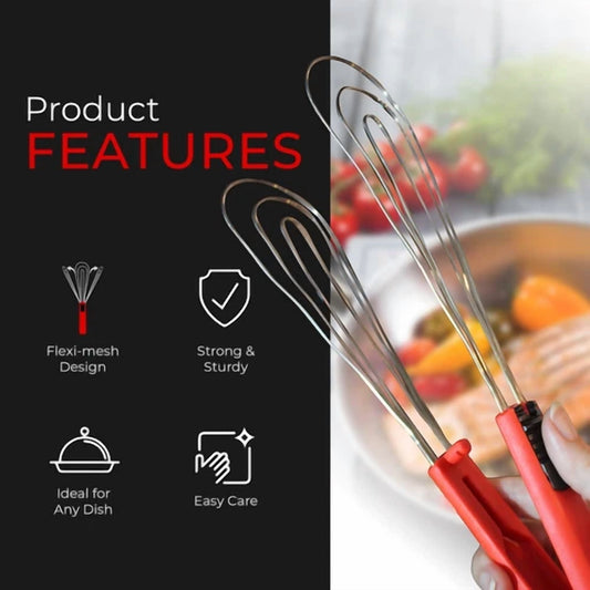 Cooks Innovations Stainless Steel Kitchen Spatula Tongs 6-In-1, Red Handle