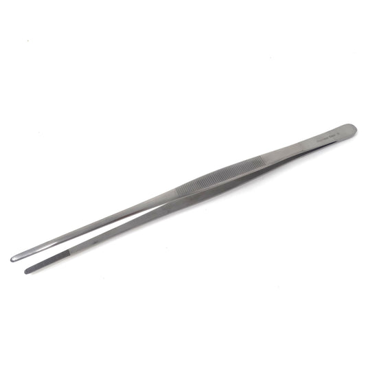 Food Tweezers Stainless Steel Straight Serrated Tips 16" Large Tongs for Commercial & Home Kitchen Use