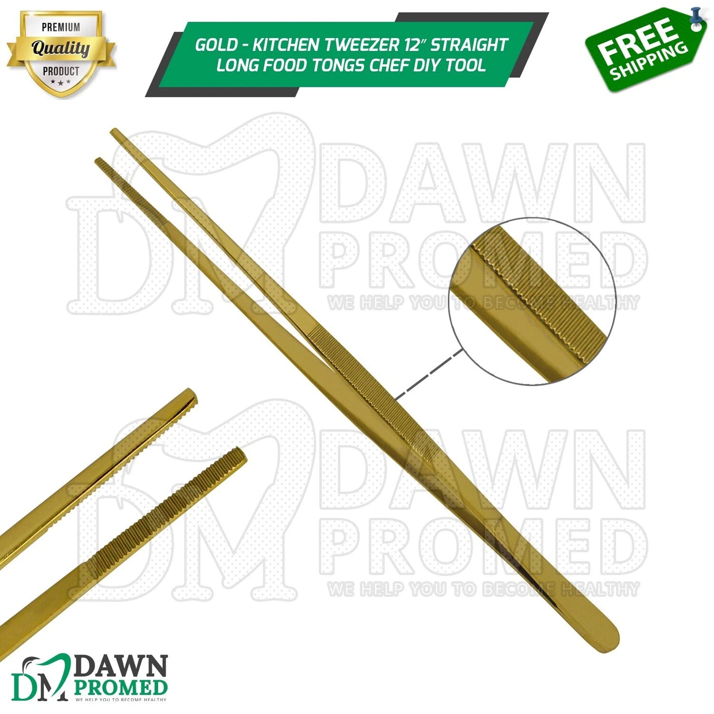 Gold Kitchen Tweezer 12? Straight Bbq Grill Plating Long Food Tong Chef Diy Tool