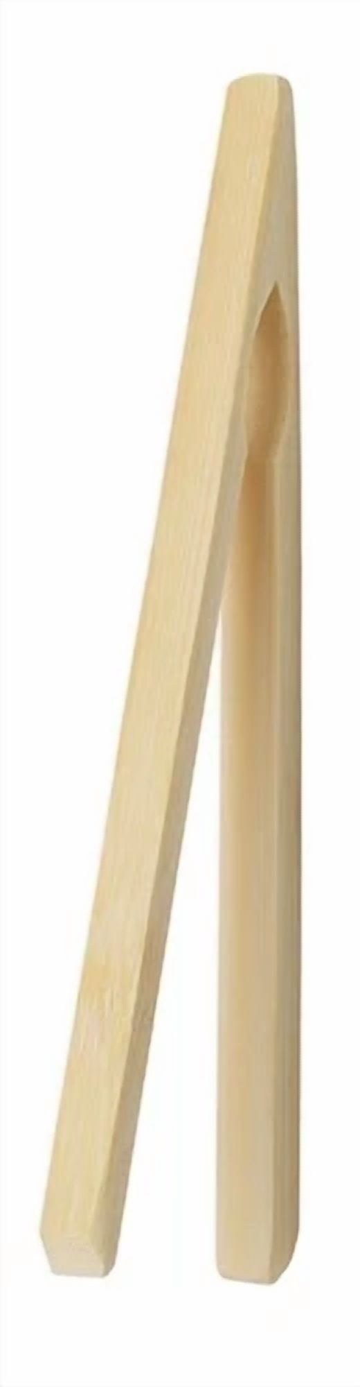Hic 6.5" Natural Bamboo Toast Tongs - Bacon Bread Bagel Toaster Tong