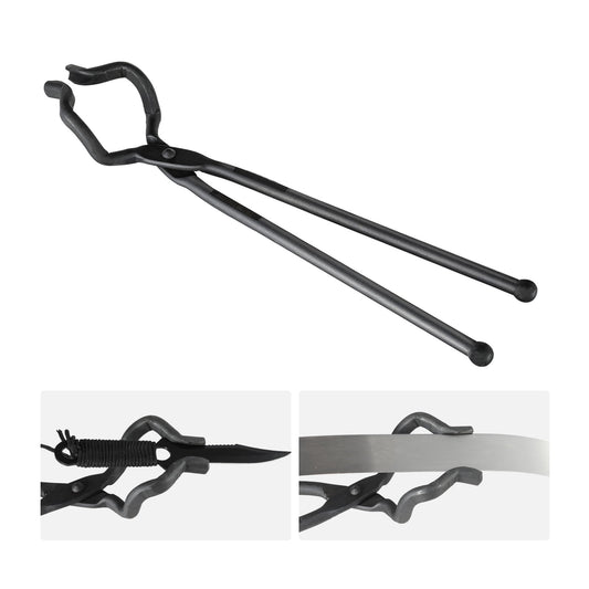 KFFKFF Blacksmith Tongs, 18” Z V-Bit Tools, Crafted from Carbon Steel with A3 Steel Rivets, Suitable for Shaping Knife Blades, Extended Objects, Round Forgings