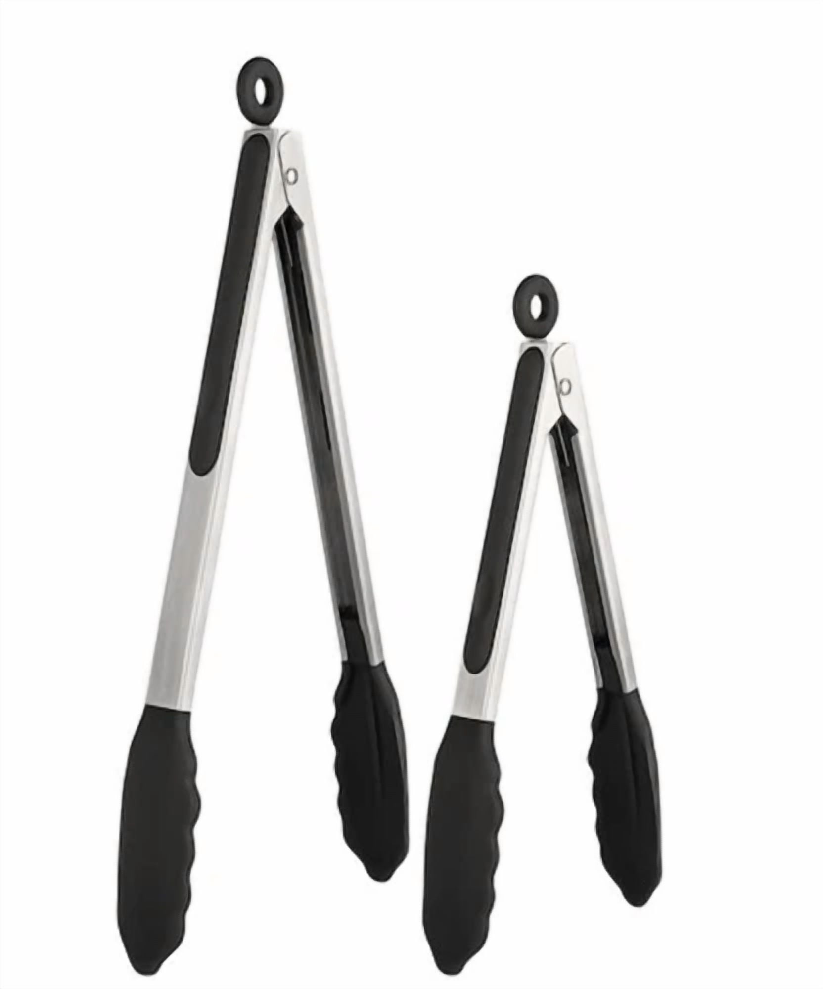 " Sleek And Functional Kitchen Tong Set 12In And 9In"
