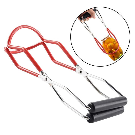 Stainless Steel Canning Jar Lifter Tongs, Can Gripper Clamp, with Rubber Grips, Long Handle Canned Clip, for Kitchen -Slip